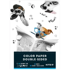 Папір кольоровий двостор. (12арк/12кол), А4 Kite Dogs K22-287
