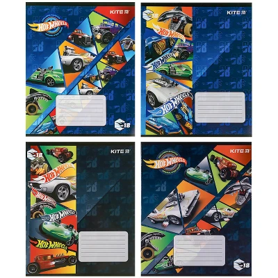 Зошит 18 арк., лінія, УФ-лак Hot Wheels HW21-237 Kite