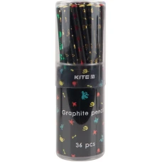 Олівець графітний, чорний корпус, 36шт, туба K22-159-1 Kite