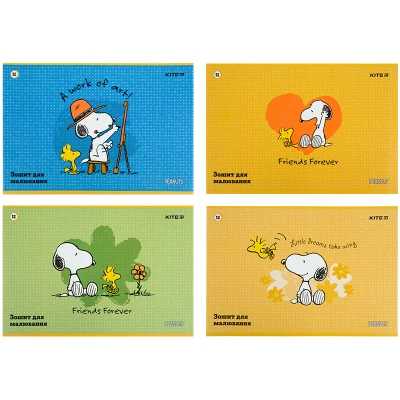 Зошит для малювання, 12 арк., скоба, гібр. лак + УФ лак, Peanuts Snoopy SN22-241 Kite