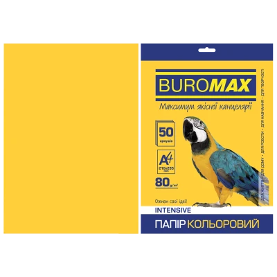 Папір кольоровий А4, 80г/м2, INTENSIV, жовтий, 50арк., BM.2721350-08
