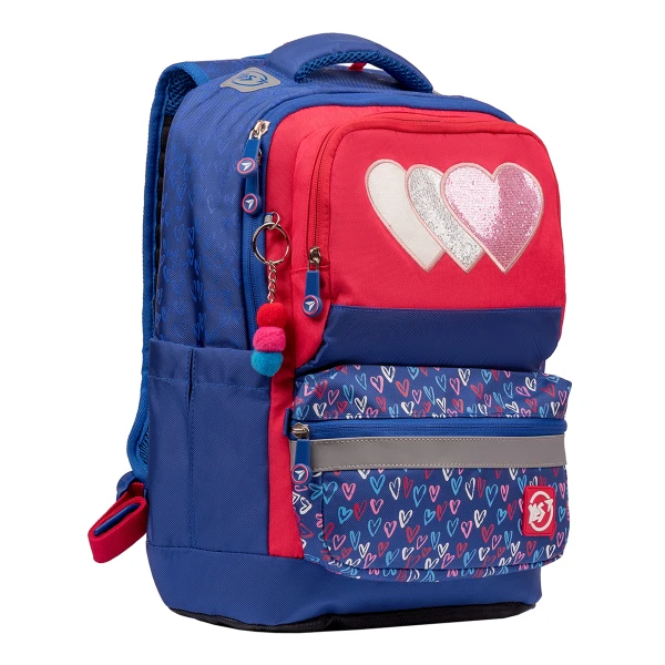 Рюкзак шкільний YES S-30 Juno XS "Heart beat", малиновий/синій Ergo 39*30*14см., 558211