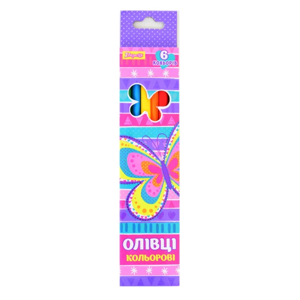 Олівці кольорові тригранні, 6 шт. "Bright butterfly", 290412 1Вересня