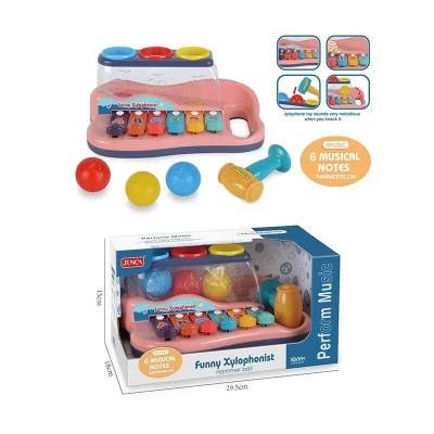 Ксилофон RJ 2893 (36/2) “Funny Xylophonist”, 3 кульки, молоточок, у коробці  