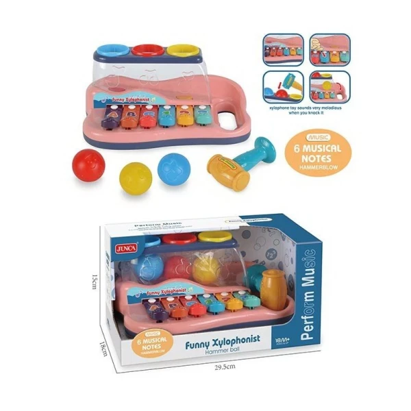 Ксилофон RJ 2893 (36/2) “Funny Xylophonist”, 3 кульки, молоточок, у коробці