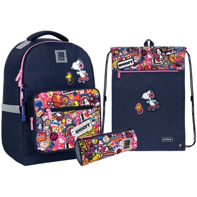 Набір рюкзак + пенал + сумка для взуття  Kite SET_SN22-770M-2 Peanuts Snoopy