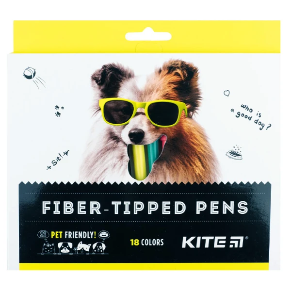 Фломастери, набiр 18 шт., Kite Dogs K22-448 Kite (термін)