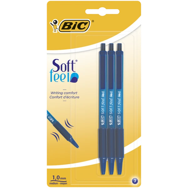 Ручка "Софт Філ Клік Гріп", синя, 3шт в блістері, bc837396 BIC