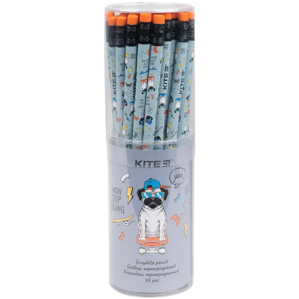 Олівець графітний з гумкою Rolling, 36шт., туба K21-056-2 Kite