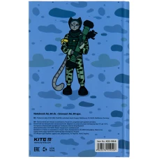 Книга записна А6, 80арк, кліт., тверда обкл, Хоробрий кіт K22-199-6 Kite