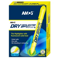 Маркер DRY Highlighter, жовтий, флуоресцентний, Amos