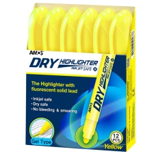 Маркер DRY Highlighter, жовтий, флуоресцентний, Amos