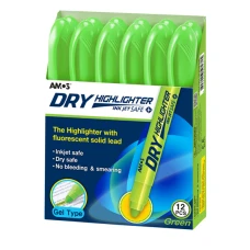 Маркер DRY Highlighter, зелений, флуоресцентний, Amos