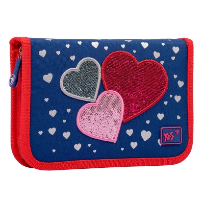 Пенал твердий YES одинарний без клапану HP-02 Heart beat, синій 533077