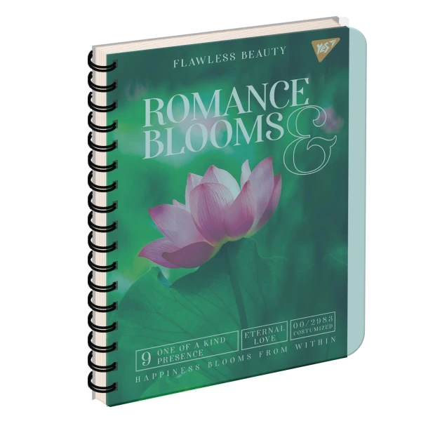 Зошит A5, 144арк. кліт., 3 розпод., пласт обкл., спіраль, YES "Romance blooms" 681887