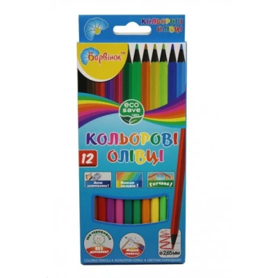 Олівці кольорові, пластик, ECO, 12 шт., 5-202/6, Барвінок
