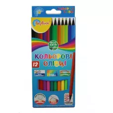 Олівці кольорові, пластик, ECO, 12 шт., 5-202/6, Барвінок