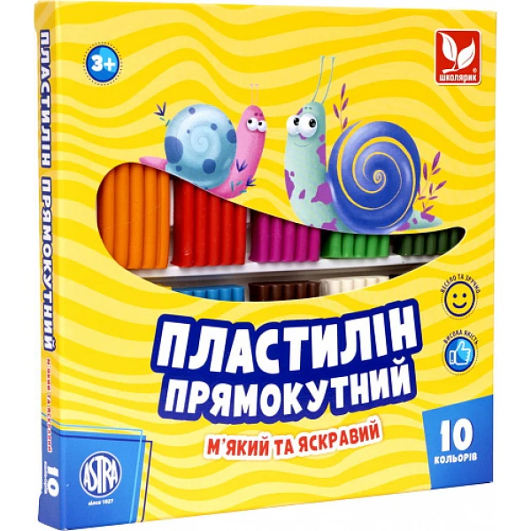 Пластилін прямокутний 10 кольорів 303116003-UA Школярик