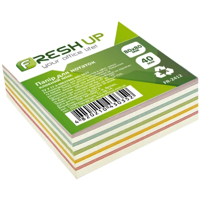 Блок паперу для нотаток 80*80*40мм., клеєний мікс FR-2412 Fresh Up