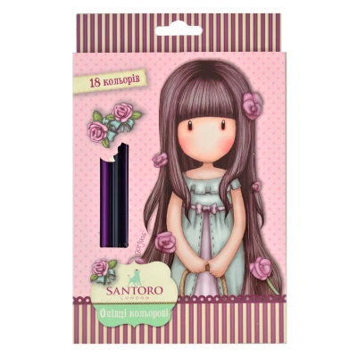 Олівці кольорові тригранні, 18 шт. Santoro Rosebud, 290567 YES