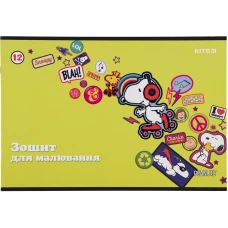 Зошит для малювання, 12 арк., скоба, гібр. лак+УФ, Peanuts Snoopy SN21-241 Kite