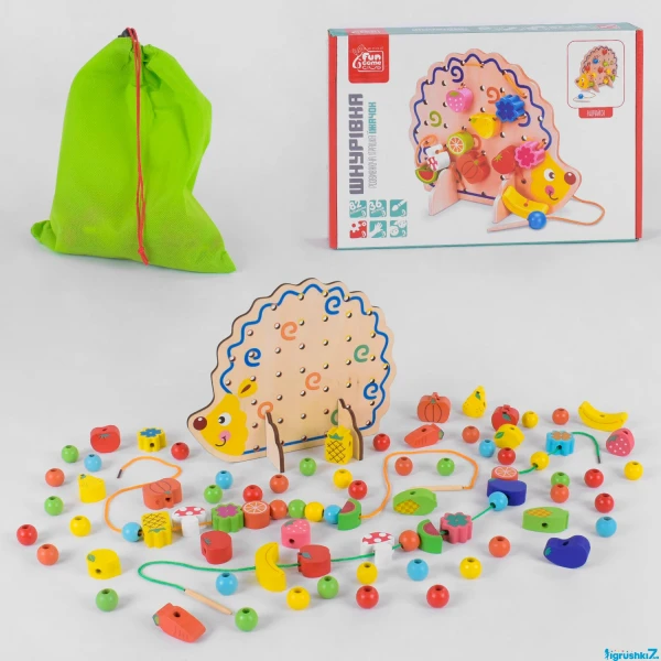 Дерев'яна шнурівка 40994 (18) "Fun Game", 82 елемента, в коробці