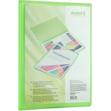Дисплей-книга з кишенею, А4, 20 файлів, прозора зелена 1020-26-A