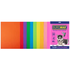 Набір кольорового паперу А4, 80г/м2, NEON+INTENSIV, 10кол. 20арк., BM.2721820-99