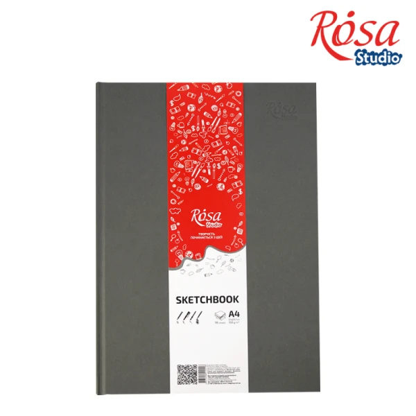 Блокнот A4 (21х29,7см), 100г/м, 96л., сірий, ROSA Studio