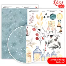Папір дизайнерський двосторонній матовий Winter Dreamer 7, 21х29,7 см, 200 г/м2, ROSA Talent