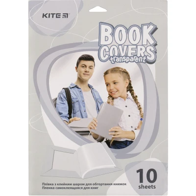 Плівка самоклеюча для книг, 50*36 см, 10 шт., прозора K20-306 Kite