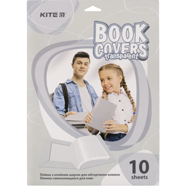 Плівка самоклеюча для книг, 50*36 см, 10 шт., прозора K20-306 Kite
