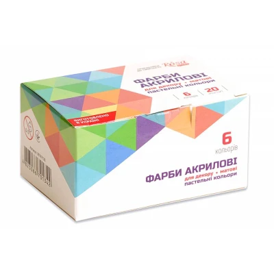 Набiр акрилових фарб для декору, матовий, пастельнi кольори, 6кол*20мл ROSA Talent
