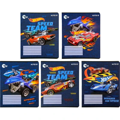 Зошит 12 арк., лінія, гібр. лак + УФ лак, Hot Wheels HW22-234 Kite