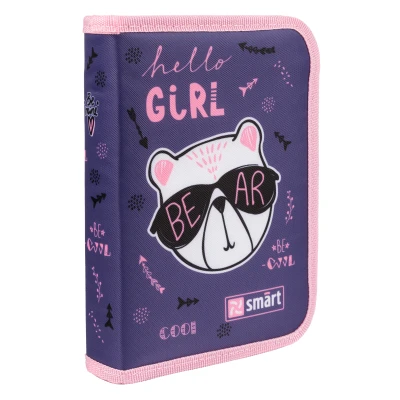 Пенал твердий Smart одинарний з двома клапанами HP-04 Hello, Girl! 533280