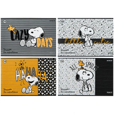 Зошит для малювання, 12 арк., скоба, гібр. лак + УФ лак, Peanuts Snoopy SN23-241 Kite