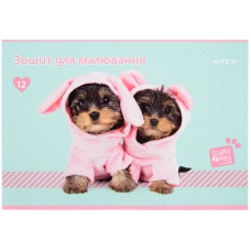 Зошит для малювання, 12 арк., скоба, софт тач + УФ лак, Studio Pets SP22-241 Kite