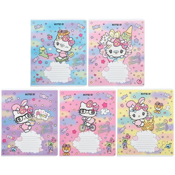Зошит 18 арк., лінія, гібр. лак + УФ лак, Hello Kitty HK23-237 Kite