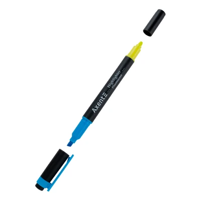 Маркер Highlighter Dual 2534-A, 2-4 мм клиноп. блакит+жовтий Axent