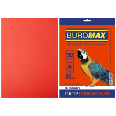 Папір кольоровий А4, 80г/м2, INTENSIV, червоний, 50арк., BM.2721350-05