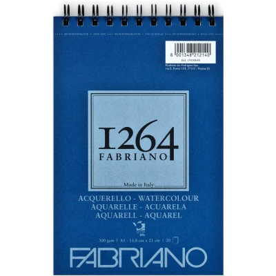 Альбом на спіралі для акварелі 1264 А5, 300г/м2, 20л, СР, 25% бавовни, Fabriano