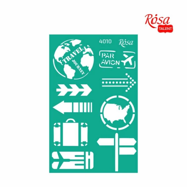 Трафарет багаторазовий самоклеючий, №4010, 13x20см, Серія "Make your journey", ROSA Talent