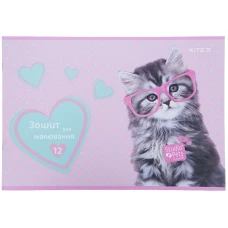 Зошит для малювання, 12 арк., скоба, софт-тач+УФ, Studio Pets SP21-241 Kite