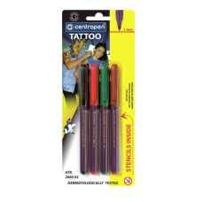 Маркер TATTOO 2880, 1 мм, набір 4 шт.+трафарет, Centropen