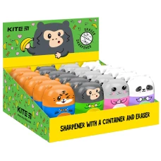 Точилка з контейнером та гумкою Jungle, асорті K23-366 Kite