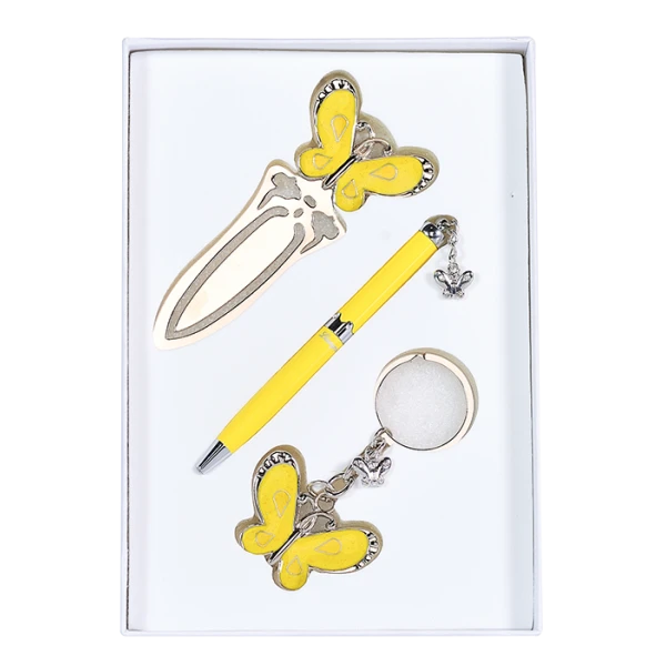 Набір подарунковий "Fly" ручка + брелок + скріпка, жовтий LS.132001-08