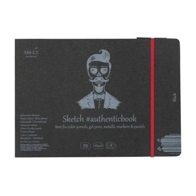 Альбом для рисунку AUTHENTIC (black) А5 (24,5*17,6см) 165г/м2 18л чорний папір Smiltainis