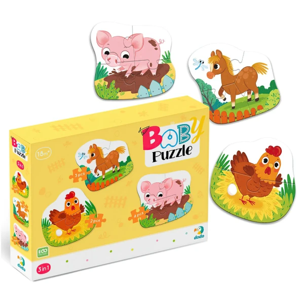 Пазл "Baby Puzzle" 3в1 "День на фермі" 300394 DoDo
