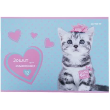Зошит для малювання, 12 арк., скоба, софт-тач+УФ, Studio Pets SP21-241 Kite