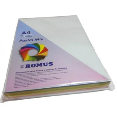 Папір кольоровий Pastel Mix, A4 160 г/м2, 5х25/125арк., R50881 Romus